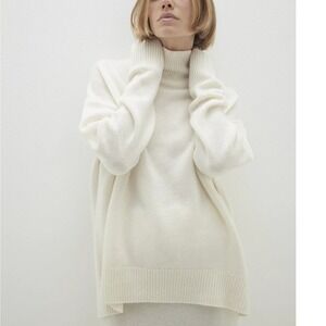 NAKED CASHMERE Joslyn Sweater Ecru 100% Cashmere Ribbed Knit XS New‎ With Tags